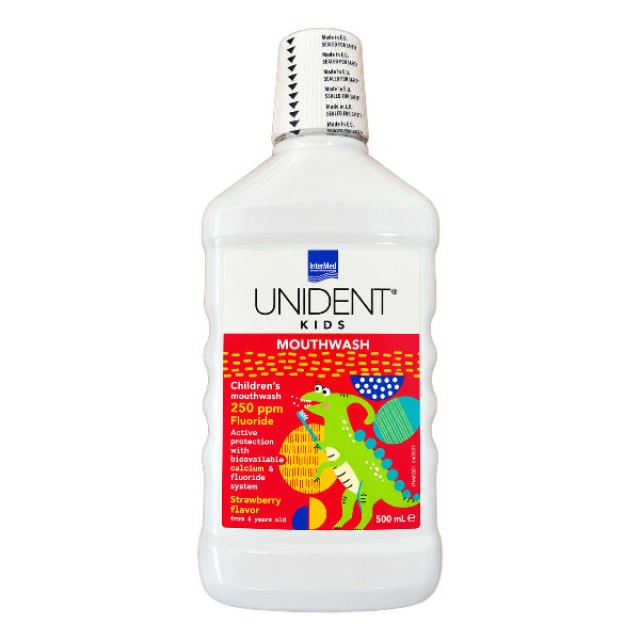 Intermed Unident Kids Mouthwash 250ppm γεύση Φράουλα 500ml