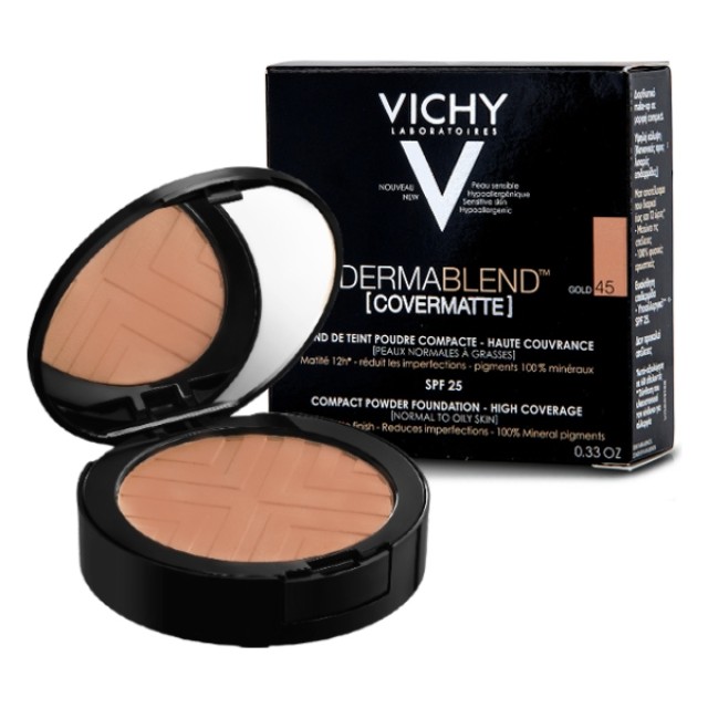 Vichy Dermablend Covermatte Compact Powder Make Up SPF25 Gold 45 9.5gr