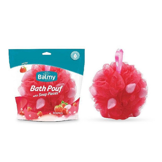 Balmy Bath Pouf με άρωμα Φράουλα 1 τεμάχιο