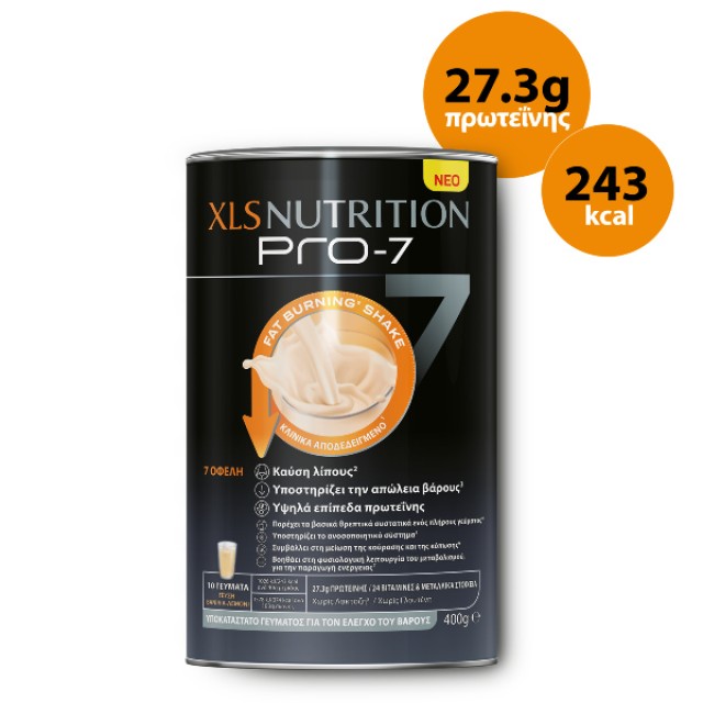 XLS Nutrition Pro7 Fat Burning Shake γεύση Βανίλια-Λεμόνι 400g