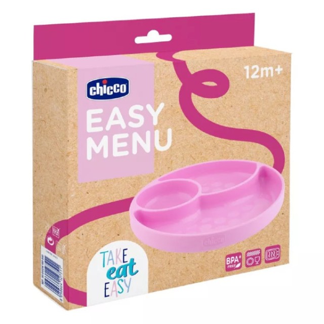 Chicco Easy Menu Silicone Section Plate 12m+ Pink 1 τεμάχιο