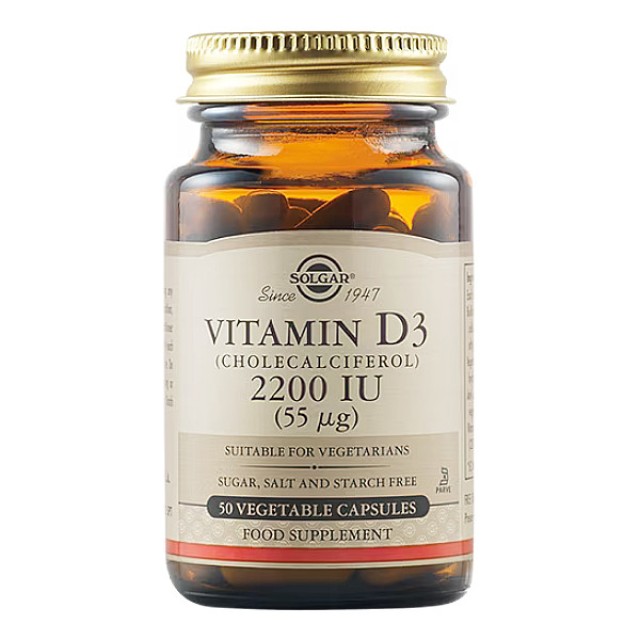 Solgar Vitamin D3 (Cholecalciferol) 2200 IU (55μg) 50 φυτοκάψουλες