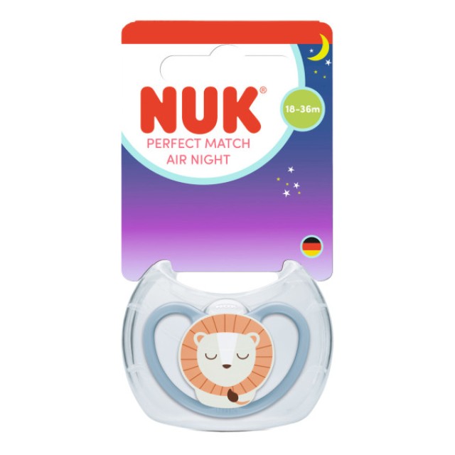 Nuk Perfect Match Air Night Silicone Soother 18-36m Lion 1 τεμάχιο