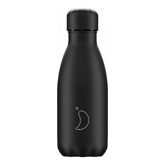 Chilly's Reusable Bottle Monochrome Edition All Black 260ml