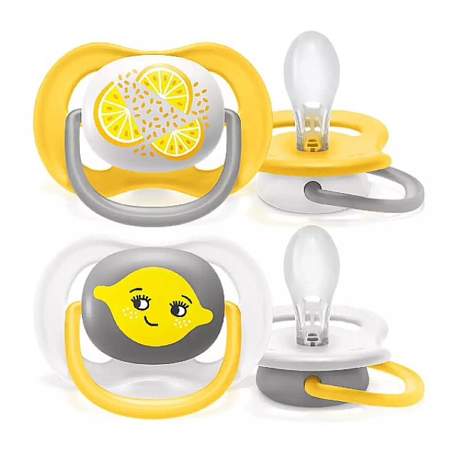 Philips Avent Ultra Air Happy Orthodontic Pacifier Lemon 6-18m 2 pieces