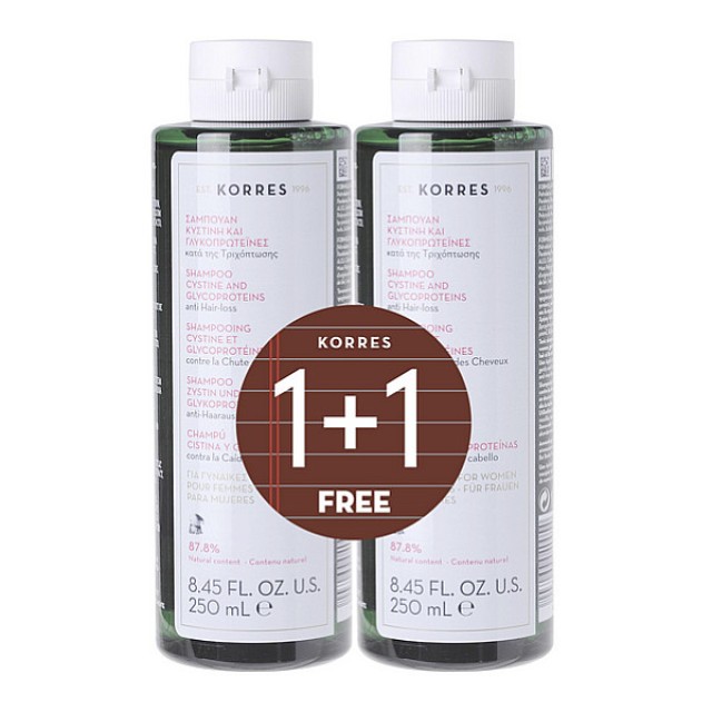 Korres Cystine & Glycoproteins Shampoo Against Hair Loss for Women 2x250ml