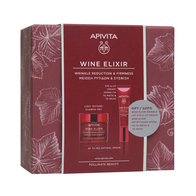Apivita Wine Elixir Promo Αντιρυτιδική Κρέμα Ελαφριάς Υφής 50ml & Κρέμα Για Μάτια & Χείλη 15ml