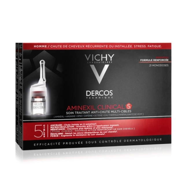 Vichy Dercos Aminexil Clinical 5 Men Male Hair Loss Program 21x6ml