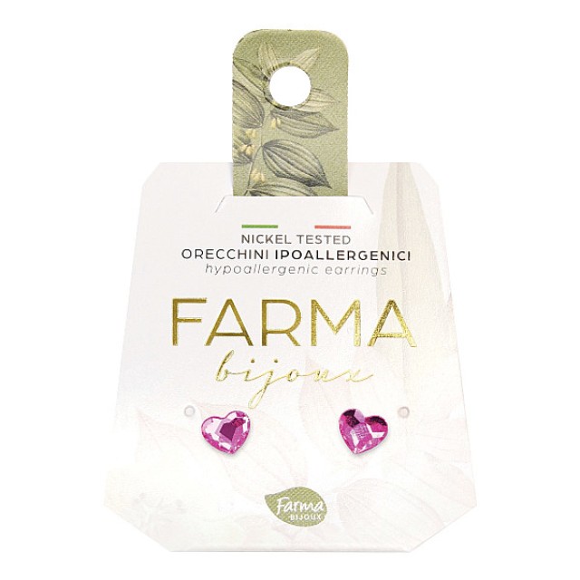 Farma Bijoux Υποαλλεγικά Σκουλαρίκια Cuore Piatto Fuchsia Φούξια Καρδιά  6x6.6mm