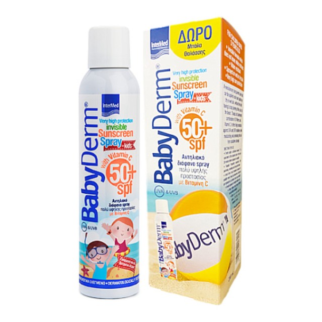 Intermed Babyderm Invisible Sunscreen Spray for Kids SPF50 200ml & Beach Ball
