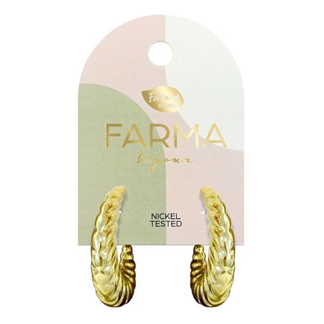 Farma Bijoux Earrings Golden Braided Hoops 30mm