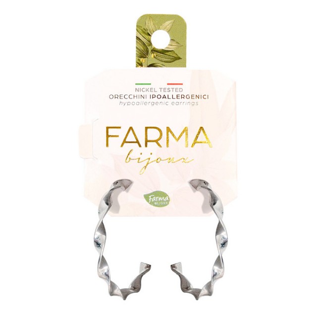 Farma Bijoux Υποαλλεργικά Σκουλαρίκια Κρίκοι Ασημί Σπιράλ 30mm