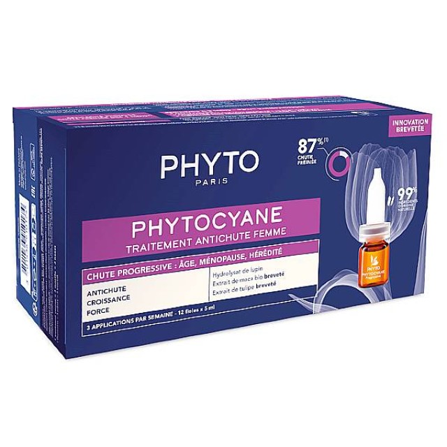 Phyto Phtyocyane Women Anti-Hair Loss Treatment for Progressive Hair Loss Vials 12x5ml