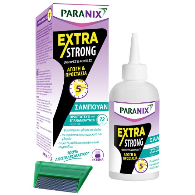 Paranix Extra Strong Shampoo Αγωγή & Προστασία Κατά Των Φθειρών 200ml & Κτένα