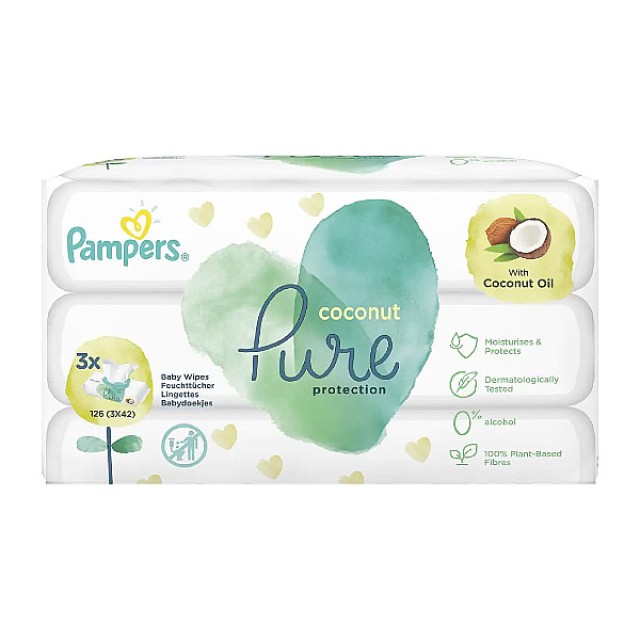Pampers Wipes Pure Coconut 126 τεμάχια