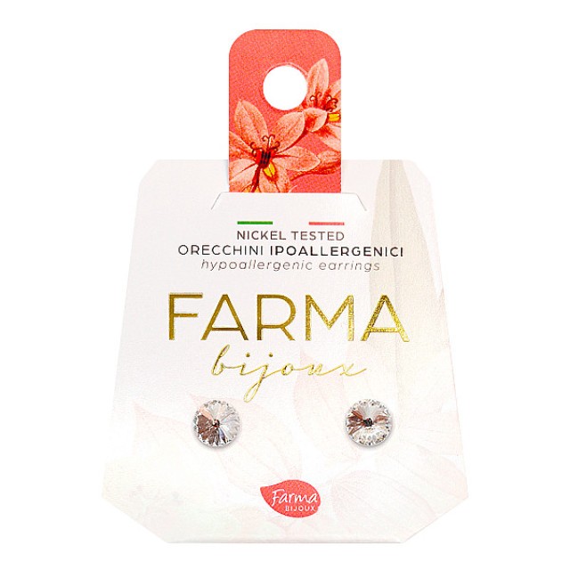 Farma Bijoux Υποαλλεργικά Σκουλαρίκια Κρύσταλλο Διάφανο 5.3mm