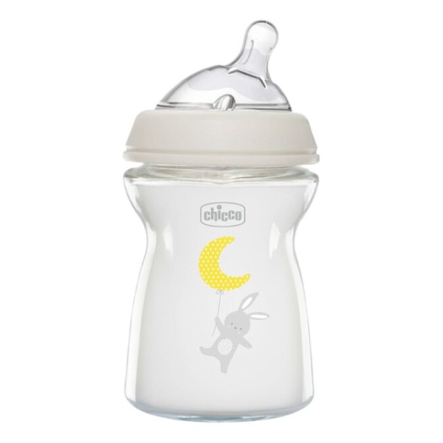 Chicco Natural Feeling Glass Baby Bottle 0m+ Beige 250ml