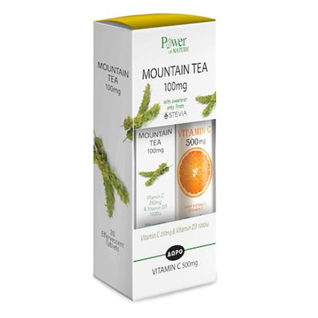 Power Health Mountain Tea 20 αναβράζοντα δισκία & Βιταμίνη C 500mg 20 αναβράζοντα δισκία
