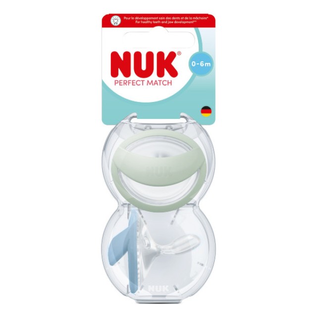 Nuk Perfect Match Silicone Soother 0-6m Blue-Green 2 τεμάχια