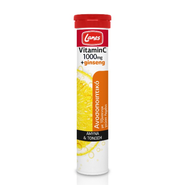 Lanes Vitamin C 1000mg With Ginseng Lemon Flavor 20 Effervescent Tablets