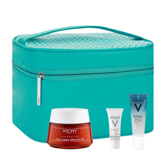 Vichy Liftactiv Collagen Specialist Day Cream 50ml & Toiletry Gift & Mineral 89 10ml & UV-Age Daily 3ml
