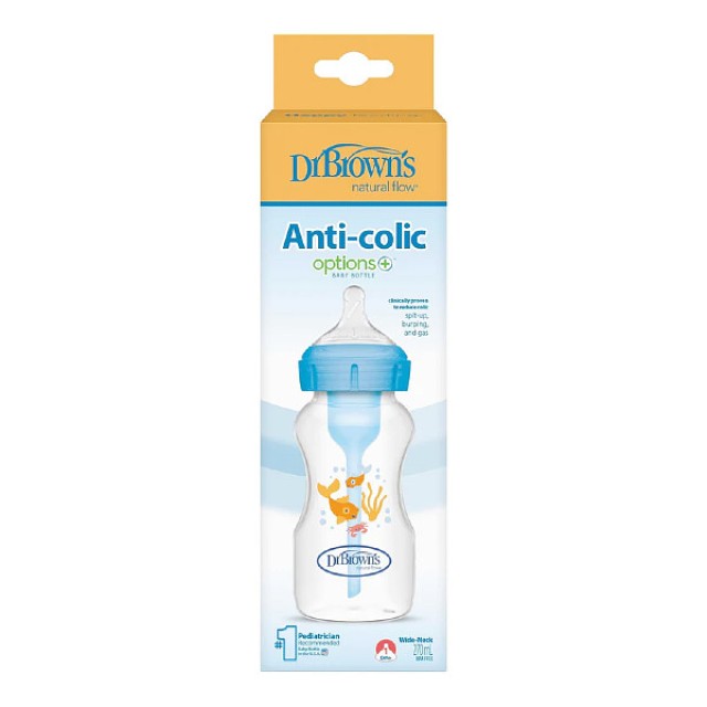 Dr. Brown's Anti-Colic Options+ Plastic Baby Bottle Wide Blue 270ml