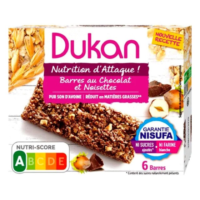 Dukan Oat Bars with Hazelnut and Chocolate 6 τεμάχια