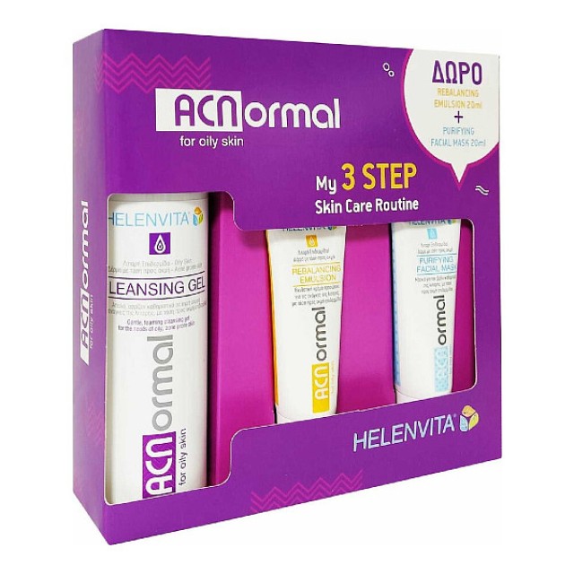 Helenvita ACNormal Cleansing Gel 200ml & Δώρο Rebalancing Emulsion 20ml & Purifying Facial Mask 20ml
