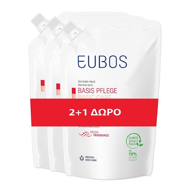 Eubos Basic Care Red Liquid Washing Emulsion Refill 2+1 Δώρο 3x400ml