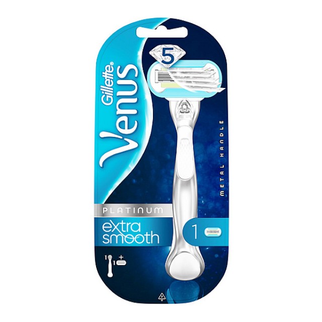 Gillette Venus Platinum Extra Smooth Women's Shaver & 1 Replacement Head