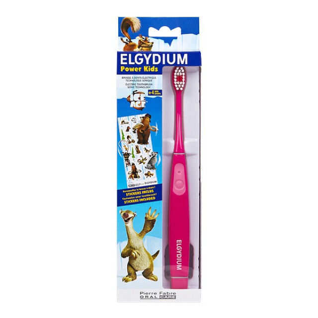 Elgydium Power Kids Ice Age Ηλεκτρική Οδοντόβουρτσα για Παιδιά Ρoζ 1 τεμάχιο