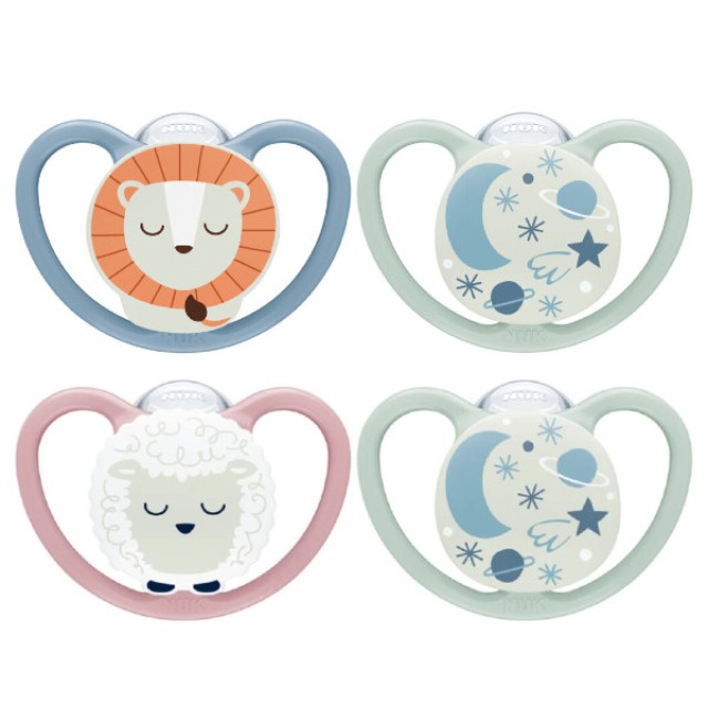 Nuk Space Night Silicone Soother 6-18m Διάφορα Σχέδια 2 τεμάχια