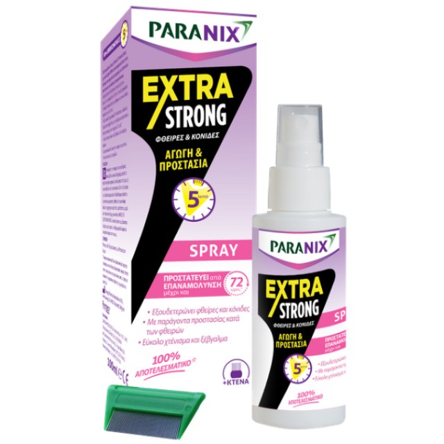 Paranix Extra Strong Spray Αγωγή & Προστασία Κατά Των Φθειρών 100ml & Κτένα