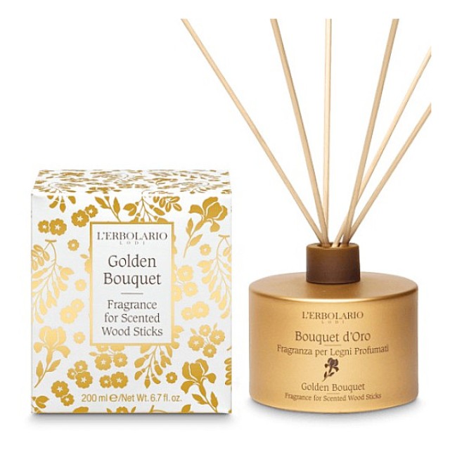 L'Erbolario Bouquet d'Oro Room Fragrance with Wooden Sticks 200ml