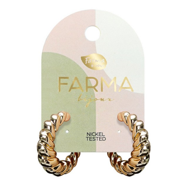 Farma Bijoux Earrings Golden Braided Hoops 27mm