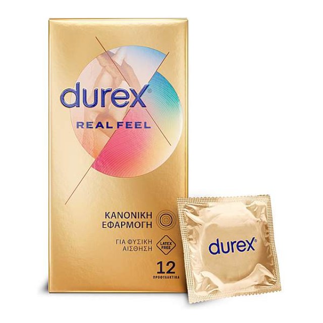 Durex Προφυλακτικά Πολύ Λεπτά Χωρίς Λάτεξ Real Feel 12 τεμάχια