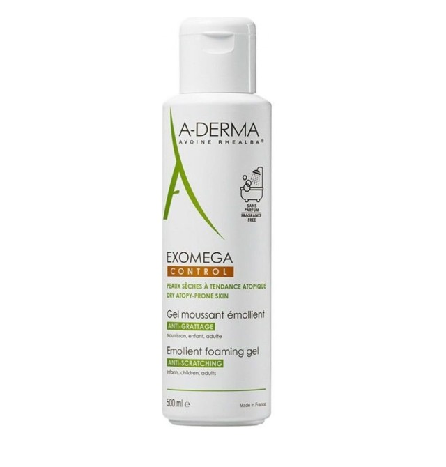 A-Derma Exomega Control Gel Moussant Emollient Cleansing Gel - Atopic Skin 500ml