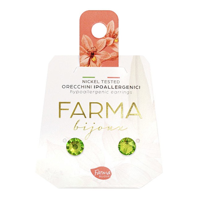 Farma Bijoux Υποαλλεγικά Σκουλαρίκια Κρύσταλλα Πράσινο Ανοιχτό 6.3mm