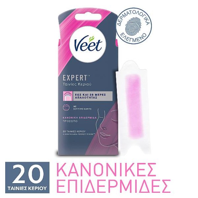 Veet Easy-Gel Ταινίες Αποτρίχωσης Προσώπου Κρύο Κερί 20 ταινίες