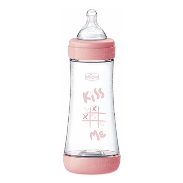 Chicco Perfect 5 Πλαστικό Μπιμπερό Ροζ 4m+ 300ml