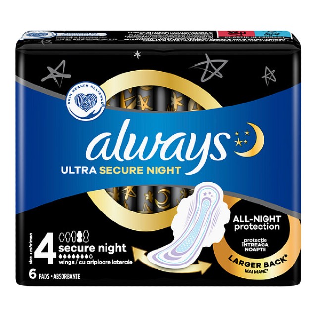 Always Ultra Secure Night Size 4 6 τεμάχια