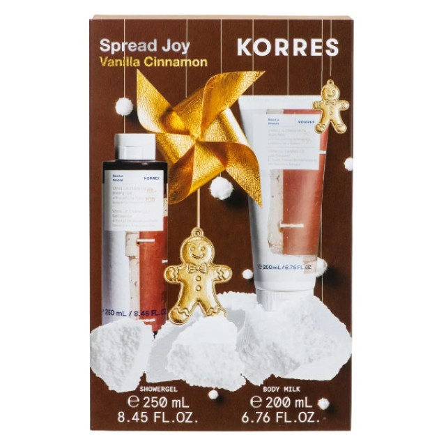 Korres Vanilla Cinnamon Shower Gel 250ml & Body Milk 200ml