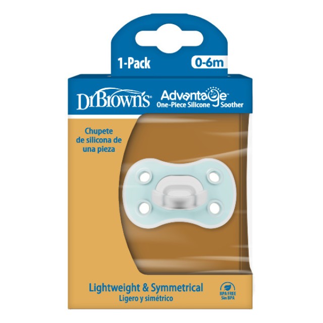 Dr. Brown's Advantage One-Pice Silicone Soother 0-6m Blue 1 τεμάχιο