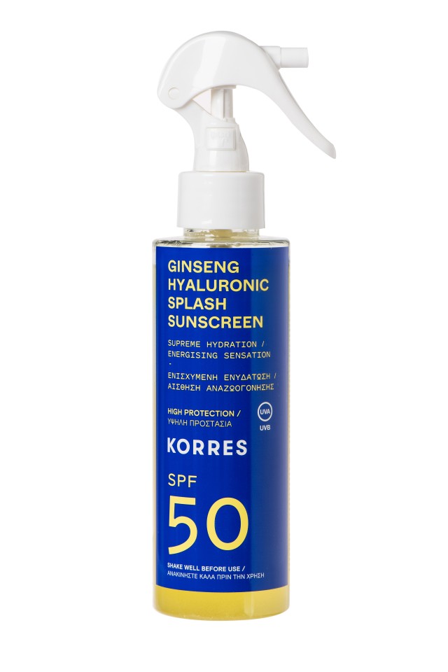 Korres Ginseng & Hyaluronic Splash Sunscreen SPF50 Διφασικό Αντηλιακό με Υψηλή Προστασία για Πρόσωπο & Σώμα 150ml