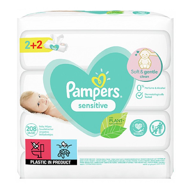 Pampers Wipes Sensitive 208 τεμάχια