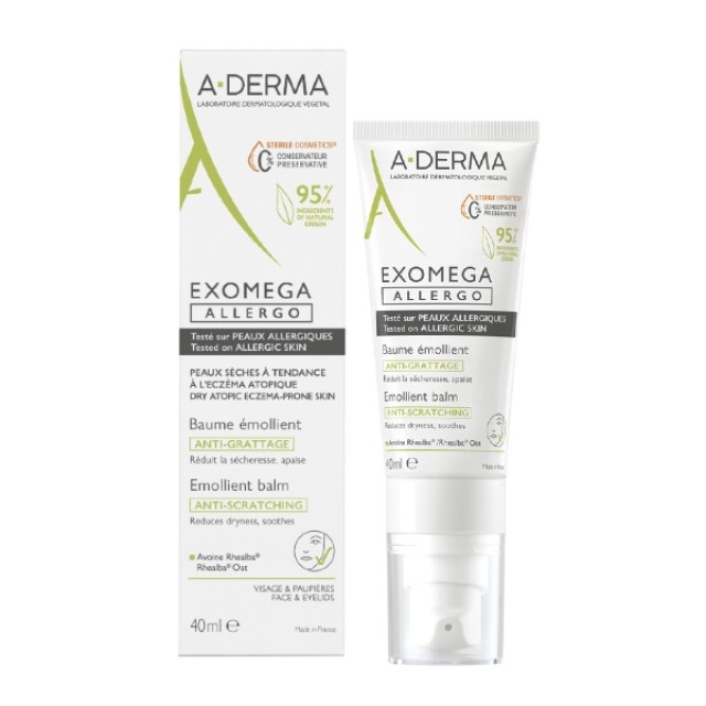 A-Derma Exomega Control Allergo Baume Sterile Emollient Balm 40ml