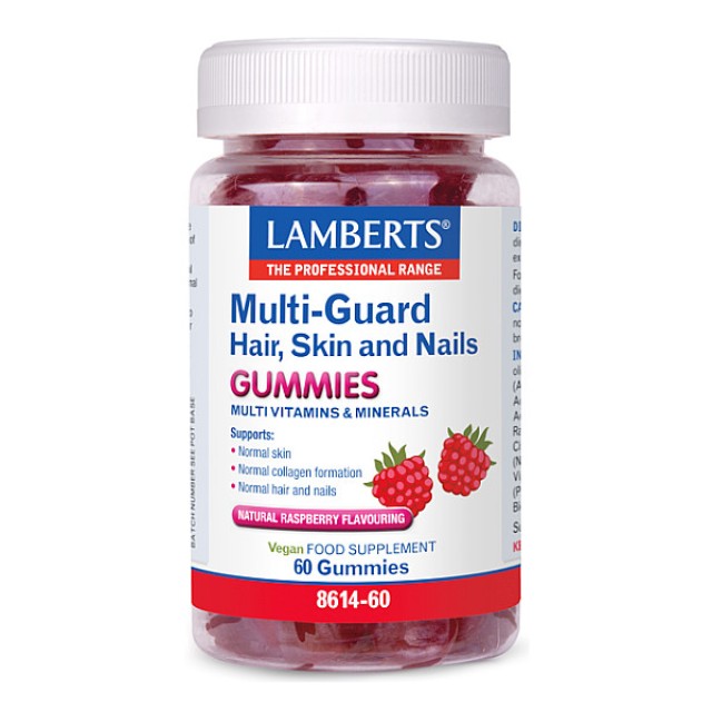 Lamberts Multi-Guard Hair, Skin and Nails Gummies γεύση Σμέουρο 60 ζελεδάκια