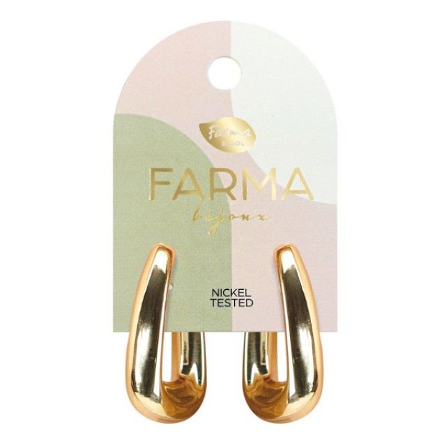 Farma Bijoux Earrings Golden Oval Hoops 34mm