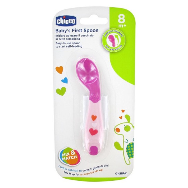 Chicco Baby's First Spoon 8m+ Pink 1 τεμάχιο