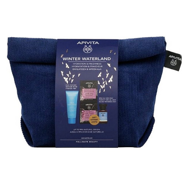 Apivita Aqua Beelicious Rich Texture 40ml & Face Mask Pink Clay 2x8ml & Hydrating Toner 20ml